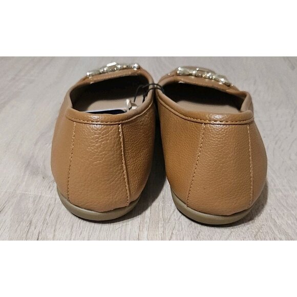 Aerosoles Size 11 Wide Womens Buckle Ballet Flats Cognac Brown New - Picture 4 of 7